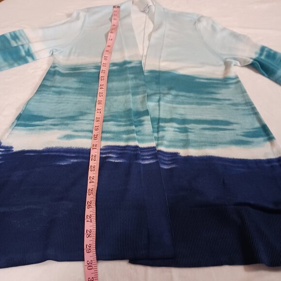 Chico's  Cardigan, Spun Rayon, Hanky Hem, Ombre Ocean Blues,  Small, Light Knit - Picture 8 of 10